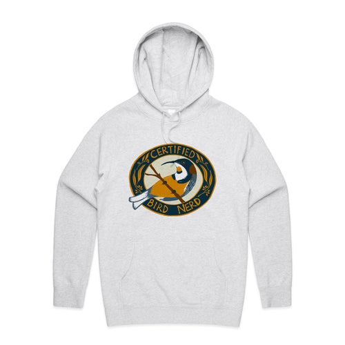 Certified Bird Nerd Hoodie by Lonely Kids Club. All clothing from our T-shirts to our shorts and hoodies are ethically made, and printed packed and shipped from Sydney.