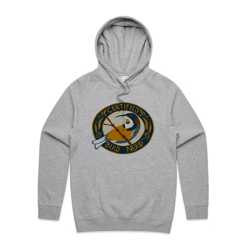 Certified Bird Nerd Hoodie by Lonely Kids Club. All clothing from our T-shirts to our shorts and hoodies are ethically made, and printed packed and shipped from Sydney.