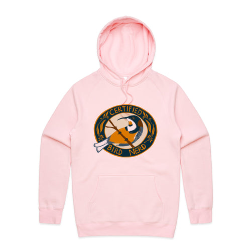 Certified Bird Nerd Hoodie by Lonely Kids Club. All clothing from our T-shirts to our shorts and hoodies are ethically made, and printed packed and shipped from Sydney.