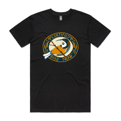 Certified Bird Nerd Tee by Lonely Kids Club. All clothing from our T-shirts to our shorts and hoodies are ethically made, and printed packed and shipped from Sydney.