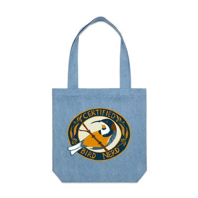 Certified Bird Nerd Tote by Lonely Kids Club. All clothing from our T-shirts to our shorts and hoodies are ethically made, and printed packed and shipped from Sydney.