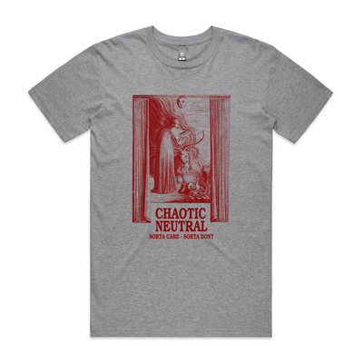 Chaotic Neutral Tee by Lonely Kids Club. All clothing from our T-shirts to our shorts and hoodies are ethically made, and printed packed and shipped from Sydney.