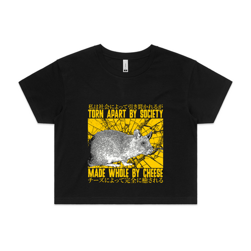 Made Whole By Cheese Tee by Lonely Kids Club. All clothing from our T-shirts to our shorts and hoodies are ethically made, and printed packed and shipped from Sydney.