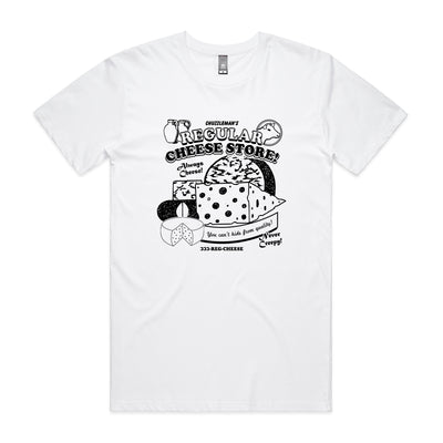 Regular Cheese Tee by Lonely Kids Club. All clothing from our T-shirts to our shorts and hoodies are ethically made, and printed packed and shipped from Sydney.