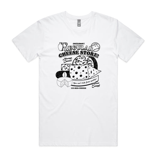 Regular Cheese Tee by Lonely Kids Club. All clothing from our T-shirts to our shorts and hoodies are ethically made, and printed packed and shipped from Sydney.