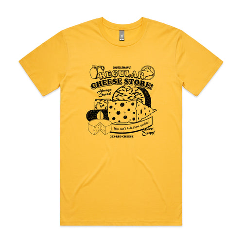 Regular Cheese Tee by Lonely Kids Club. All clothing from our T-shirts to our shorts and hoodies are ethically made, and printed packed and shipped from Sydney.