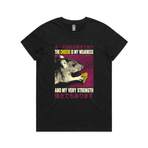 Cheese Is My Weakness Tee by Lonely Kids Club. All clothing from our T-shirts to our shorts and hoodies are ethically made, and printed packed and shipped from Sydney.