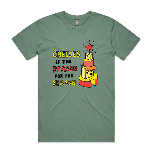 Cheeses Is The Reason Tee by Lonely Kids Club. All clothing from our T-shirts to our shorts and hoodies are ethically made, and printed packed and shipped from Sydney.