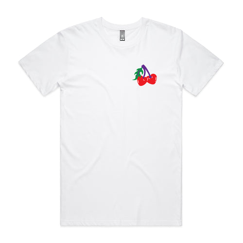 Cherries Tee by Lonely Kids Club. All clothing from our T-shirts to our shorts and hoodies are ethically made, and printed packed and shipped from Sydney.