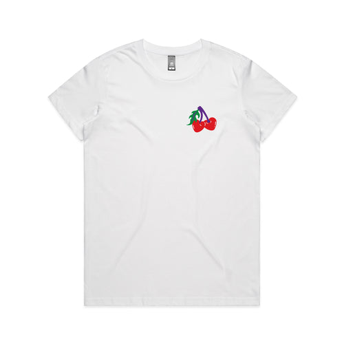 Cherries Tee by Lonely Kids Club. All clothing from our T-shirts to our shorts and hoodies are ethically made, and printed packed and shipped from Sydney.