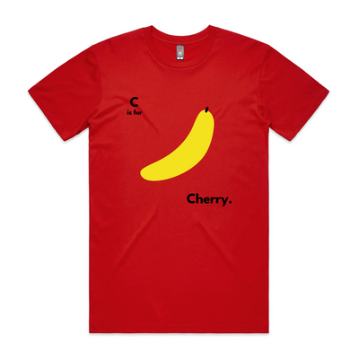 C Is For Cherry Tee by Lonely Kids Club. All clothing from our T-shirts to our shorts and hoodies are ethically made, and printed packed and shipped from Sydney.