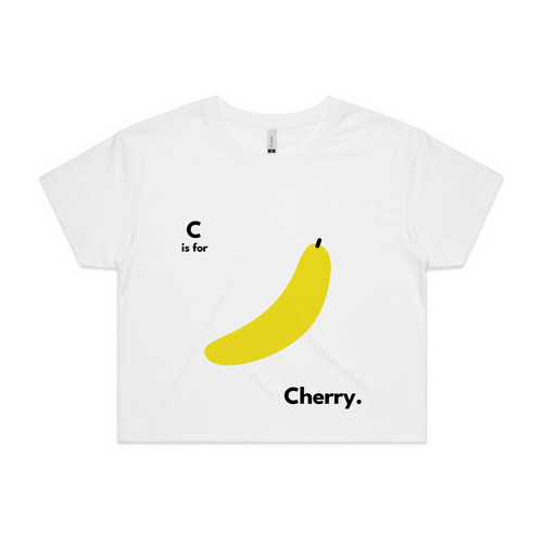 C Is For Cherry Tee by Lonely Kids Club. All clothing from our T-shirts to our shorts and hoodies are ethically made, and printed packed and shipped from Sydney.