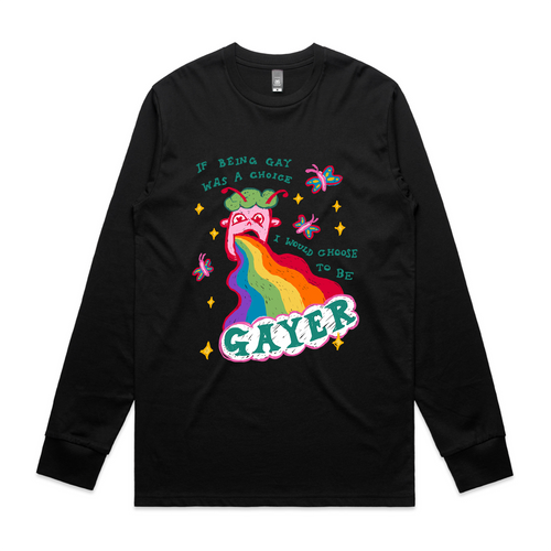 Choose To Be Gayer Tee by Lonely Kids Club. All clothing from our T-shirts to our shorts and hoodies are ethically made, and printed packed and shipped from Sydney.