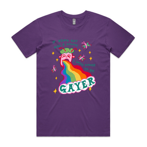 Choose To Be Gayer Tee by Lonely Kids Club. All clothing from our T-shirts to our shorts and hoodies are ethically made, and printed packed and shipped from Sydney.