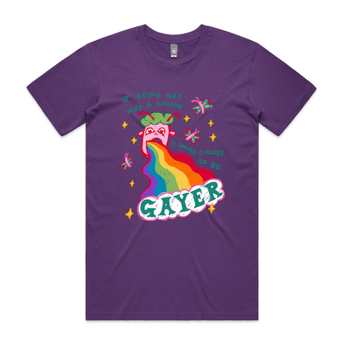 Choose To Be Gayer Tee by Lonely Kids Club. All clothing from our T-shirts to our shorts and hoodies are ethically made, and printed packed and shipped from Sydney.