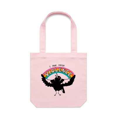 Chosen Violence Tote by Lonely Kids Club. All clothing from our T-shirts to our shorts and hoodies are ethically made, and printed packed and shipped from Sydney.
