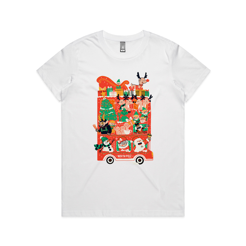 Christmas Bus Tee by Lonely Kids Club. All clothing from our T-shirts to our shorts and hoodies are ethically made, and printed packed and shipped from Sydney.