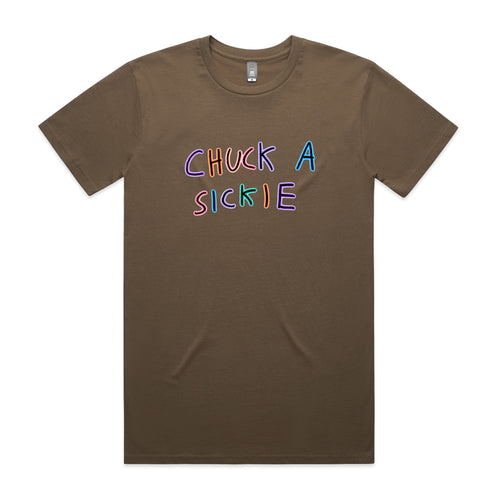 Chuck A Sickie Tee by Lonely Kids Club. All clothing from our T-shirts to our shorts and hoodies are ethically made, and printed packed and shipped from Sydney.