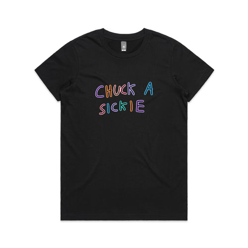 Chuck A Sickie Tee by Lonely Kids Club. All clothing from our T-shirts to our shorts and hoodies are ethically made, and printed packed and shipped from Sydney.