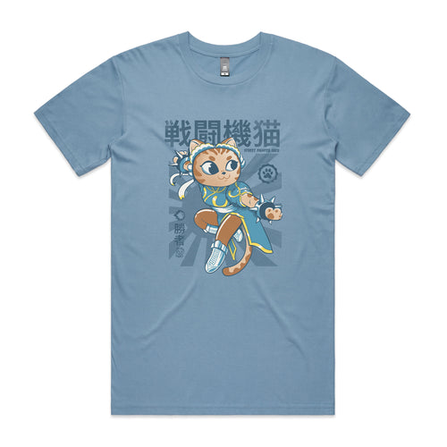 Chunli Cat Tee by Lonely Kids Club. All clothing from our T-shirts to our shorts and hoodies are ethically made, and printed packed and shipped from Sydney.