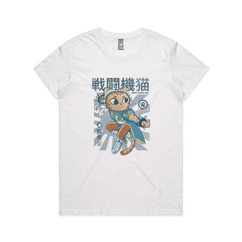 Chunli Cat Tee by Lonely Kids Club. All clothing from our T-shirts to our shorts and hoodies are ethically made, and printed packed and shipped from Sydney.