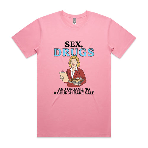 Church Bake Sale Tee by Lonely Kids Club. All clothing from our T-shirts to our shorts and hoodies are ethically made, and printed packed and shipped from Sydney.