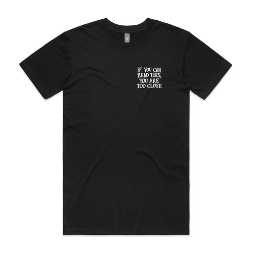 Too Close Tee by Lonely Kids Club. All clothing from our T-shirts to our shorts and hoodies are ethically made, and printed packed and shipped from Sydney.
