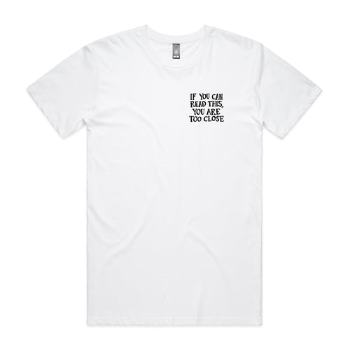 Too Close Tee by Lonely Kids Club. All clothing from our T-shirts to our shorts and hoodies are ethically made, and printed packed and shipped from Sydney.