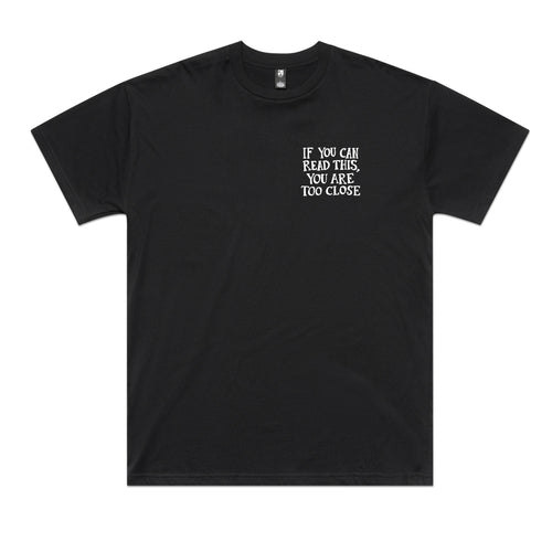 Too Close Tee by Lonely Kids Club. All clothing from our T-shirts to our shorts and hoodies are ethically made, and printed packed and shipped from Sydney.