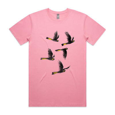 Yellow Tailed Black Cockatoos Tee by Lonely Kids Club. All clothing from our T-shirts to our shorts and hoodies are ethically made, and printed packed and shipped from Sydney.