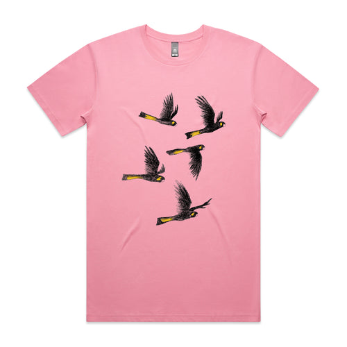 Yellow Tailed Black Cockatoos Tee by Lonely Kids Club. All clothing from our T-shirts to our shorts and hoodies are ethically made, and printed packed and shipped from Sydney.