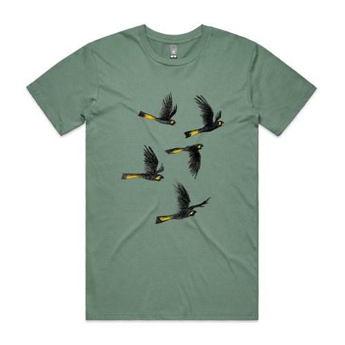 Yellow Tailed Black Cockatoos Tee by Lonely Kids Club. All clothing from our T-shirts to our shorts and hoodies are ethically made, and printed packed and shipped from Sydney.