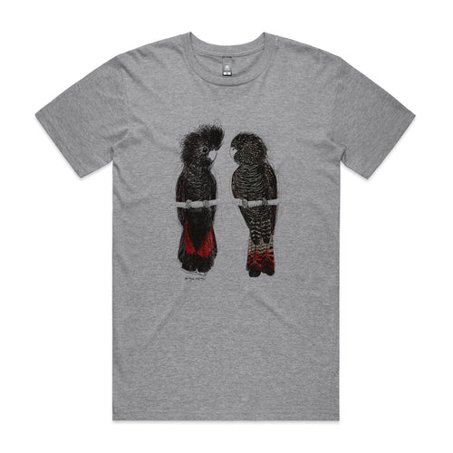 Red Tailed Black Cockatoos Tee by Lonely Kids Club. All clothing from our T-shirts to our shorts and hoodies are ethically made, and printed packed and shipped from Sydney.