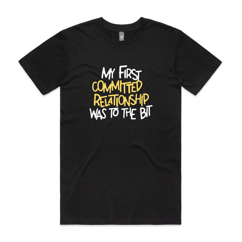 Committed Relationship Tee by Lonely Kids Club. All clothing from our T-shirts to our shorts and hoodies are ethically made, and printed packed and shipped from Sydney.