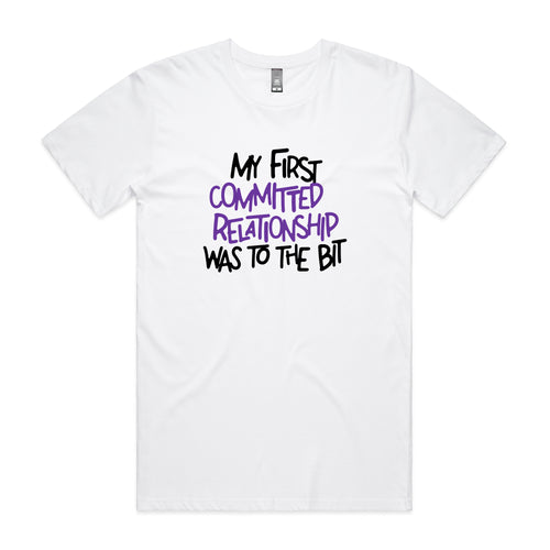 Committed Relationship Tee by Lonely Kids Club. All clothing from our T-shirts to our shorts and hoodies are ethically made, and printed packed and shipped from Sydney.