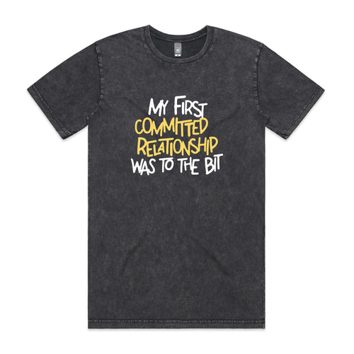 Committed Relationship Tee by Lonely Kids Club. All clothing from our T-shirts to our shorts and hoodies are ethically made, and printed packed and shipped from Sydney.