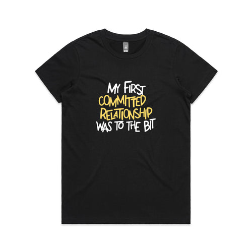 Committed Relationship Tee by Lonely Kids Club. All clothing from our T-shirts to our shorts and hoodies are ethically made, and printed packed and shipped from Sydney.
