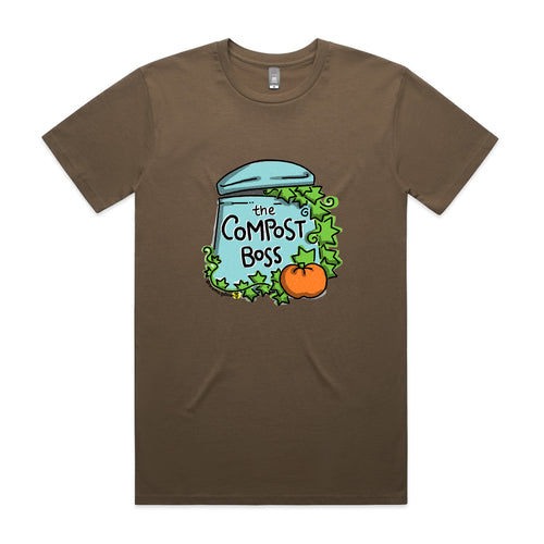 Compost Boss Tee by Lonely Kids Club. All clothing from our T-shirts to our shorts and hoodies are ethically made, and printed packed and shipped from Sydney.