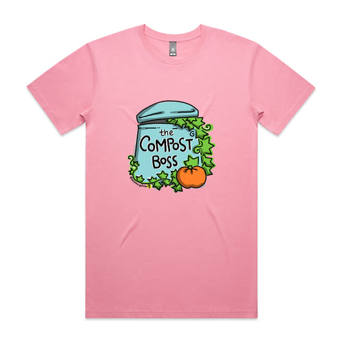 Compost Boss Tee by Lonely Kids Club. All clothing from our T-shirts to our shorts and hoodies are ethically made, and printed packed and shipped from Sydney.