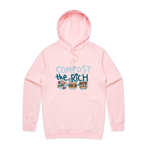 Compost The Rich Hoodie by Lonely Kids Club. All clothing from our T-shirts to our shorts and hoodies are ethically made, and printed packed and shipped from Sydney.