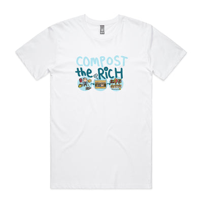 Compost The Rich Tee by Lonely Kids Club. All clothing from our T-shirts to our shorts and hoodies are ethically made, and printed packed and shipped from Sydney.