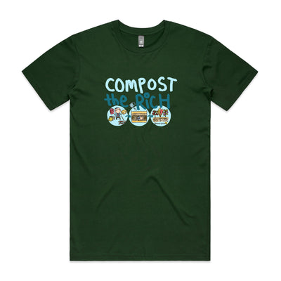 Compost The Rich Tee by Lonely Kids Club. All clothing from our T-shirts to our shorts and hoodies are ethically made, and printed packed and shipped from Sydney.