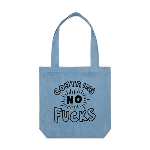 Contains No Fucks Tote by Lonely Kids Club. All clothing from our T-shirts to our shorts and hoodies are ethically made, and printed packed and shipped from Sydney.