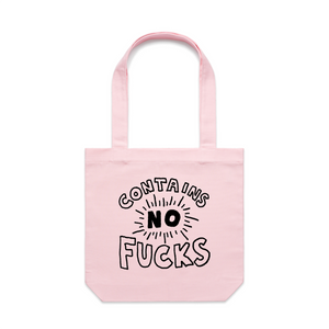 Contains No Fucks Tote by Lonely Kids Club. All clothing from our T-shirts to our shorts and hoodies are ethically made, and printed packed and shipped from Sydney.