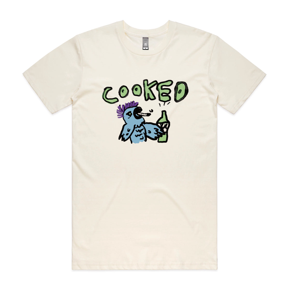 Ecru unisex t-shirt with Cooked Cockatoo graphic by Lonely Kids Club