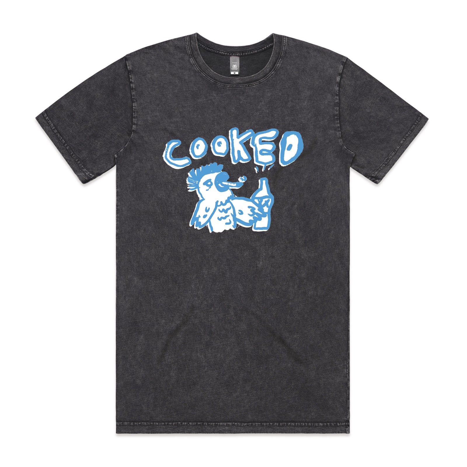 Acid Wash unisex t-shirt with Cooked Cockatoo graphic by Lonely Kids Club