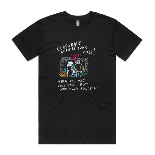 Corporate Affairs Tee by Lonely Kids Club. All clothing from our T-shirts to our shorts and hoodies are ethically made, and printed packed and shipped from Sydney.