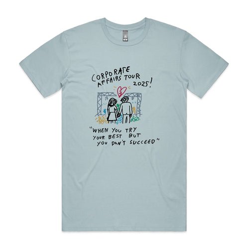 Corporate Affairs Tee by Lonely Kids Club. All clothing from our T-shirts to our shorts and hoodies are ethically made, and printed packed and shipped from Sydney.