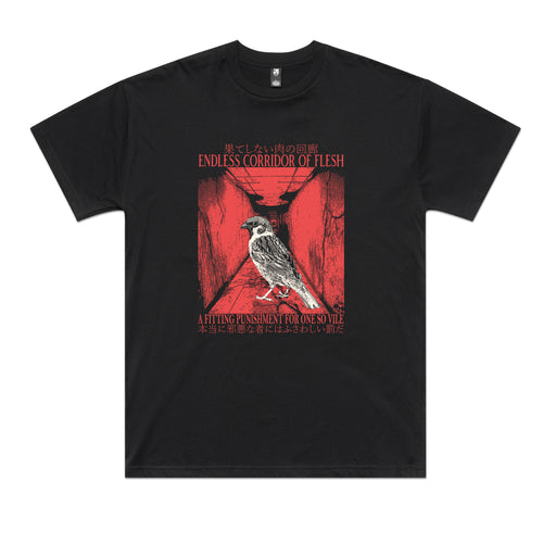 Corridor Of Flesh Tee by Lonely Kids Club. All clothing from our T-shirts to our shorts and hoodies are ethically made, and printed packed and shipped from Sydney.