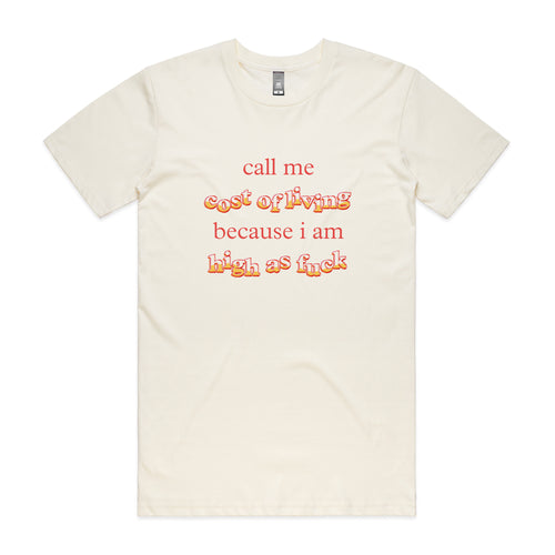 Cost Of Living Tee by Lonely Kids Club. All clothing from our T-shirts to our shorts and hoodies are ethically made, and printed packed and shipped from Sydney.